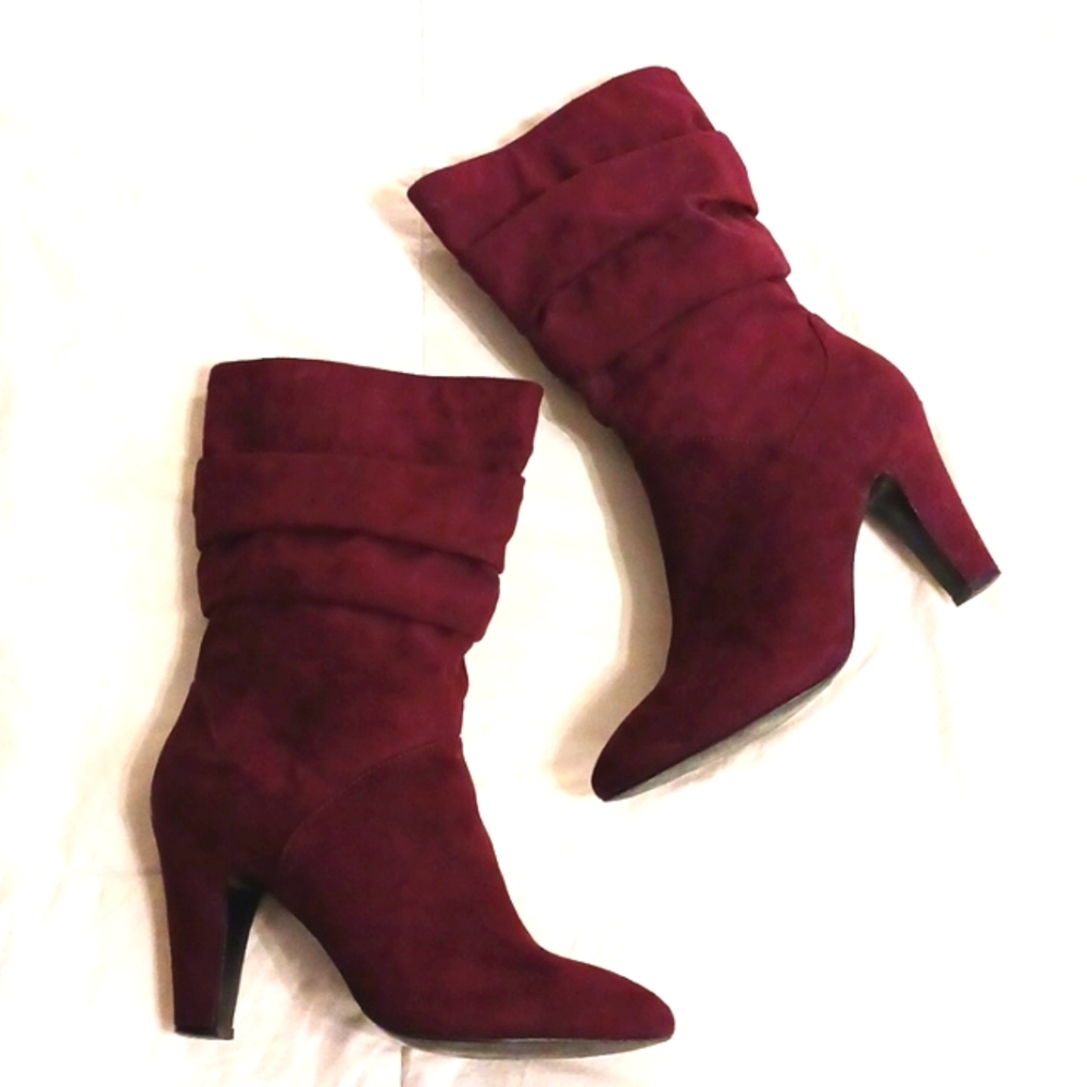 Nine West Burgundy Suede Calf High Boots